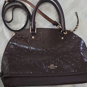 Coach Dark Brown Embossed Satchel